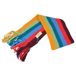 American Eagle Rainbow Stripe NWT Wool Blend Hand Knit Scarf Cozy Warm Winter
